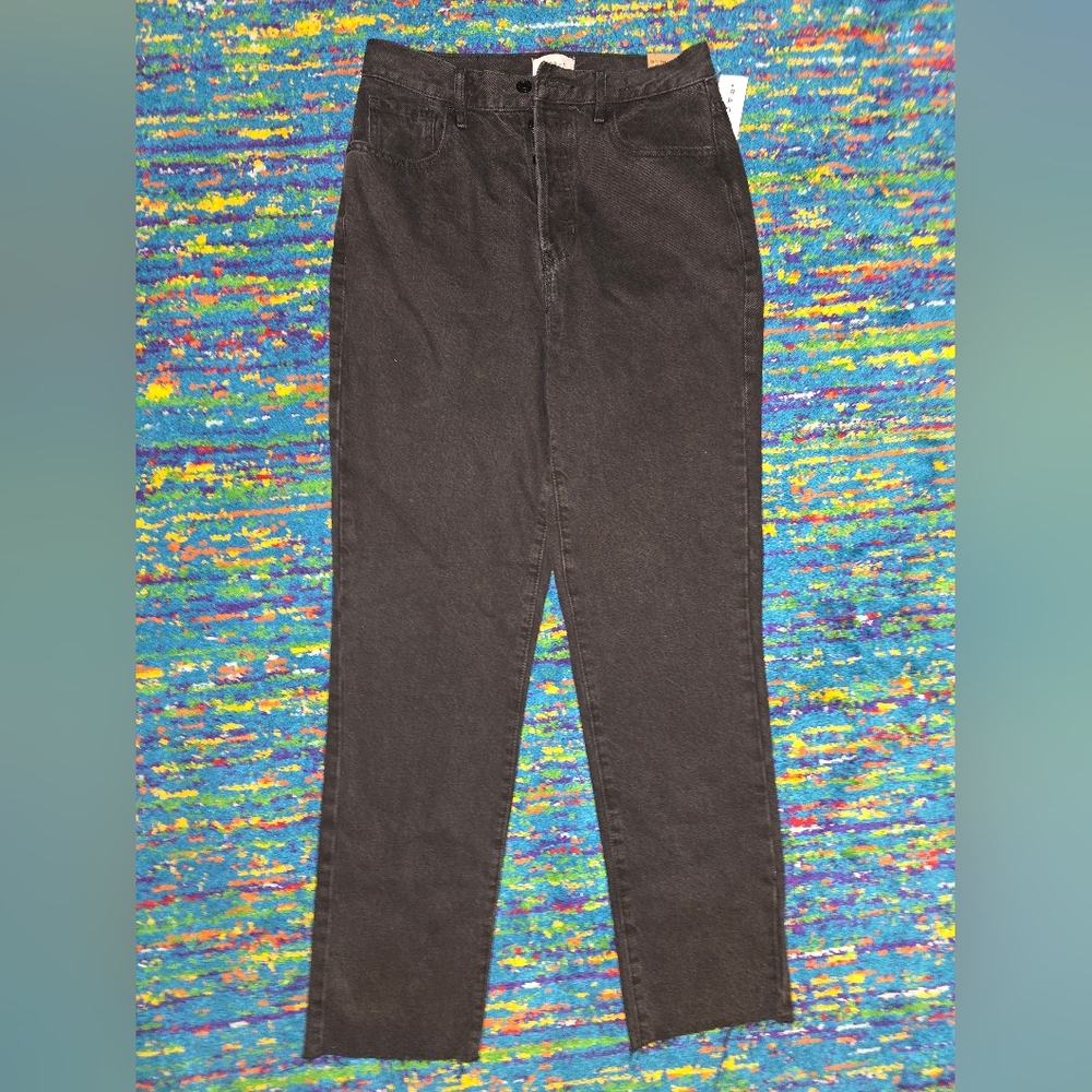 NWT PacSun Dad Jeans size 28 black button fly high rise straight relaxed fit. - Picture 7 of 10